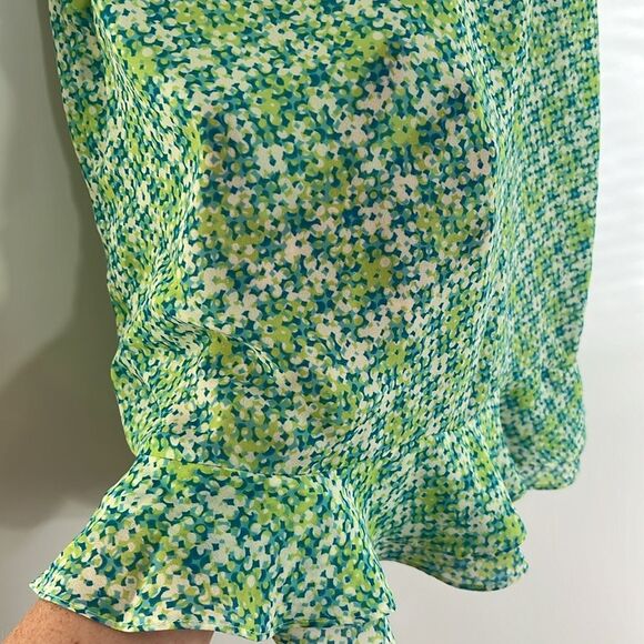 Rena Rowan 2 Piece Skirt Suit Floral Skirt Solid Jacket Lime Green Size 10 - Picture 7 of 16